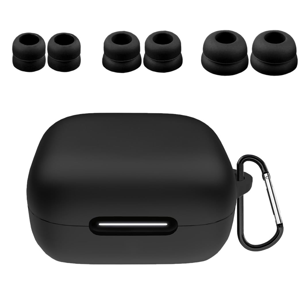 A-Focus Compatible with Anker Soundcore P30i Case Ear Tips Kit, Silicone Shockproof Skin with Keychain and 3 Pairs Double Flange Eartips Set