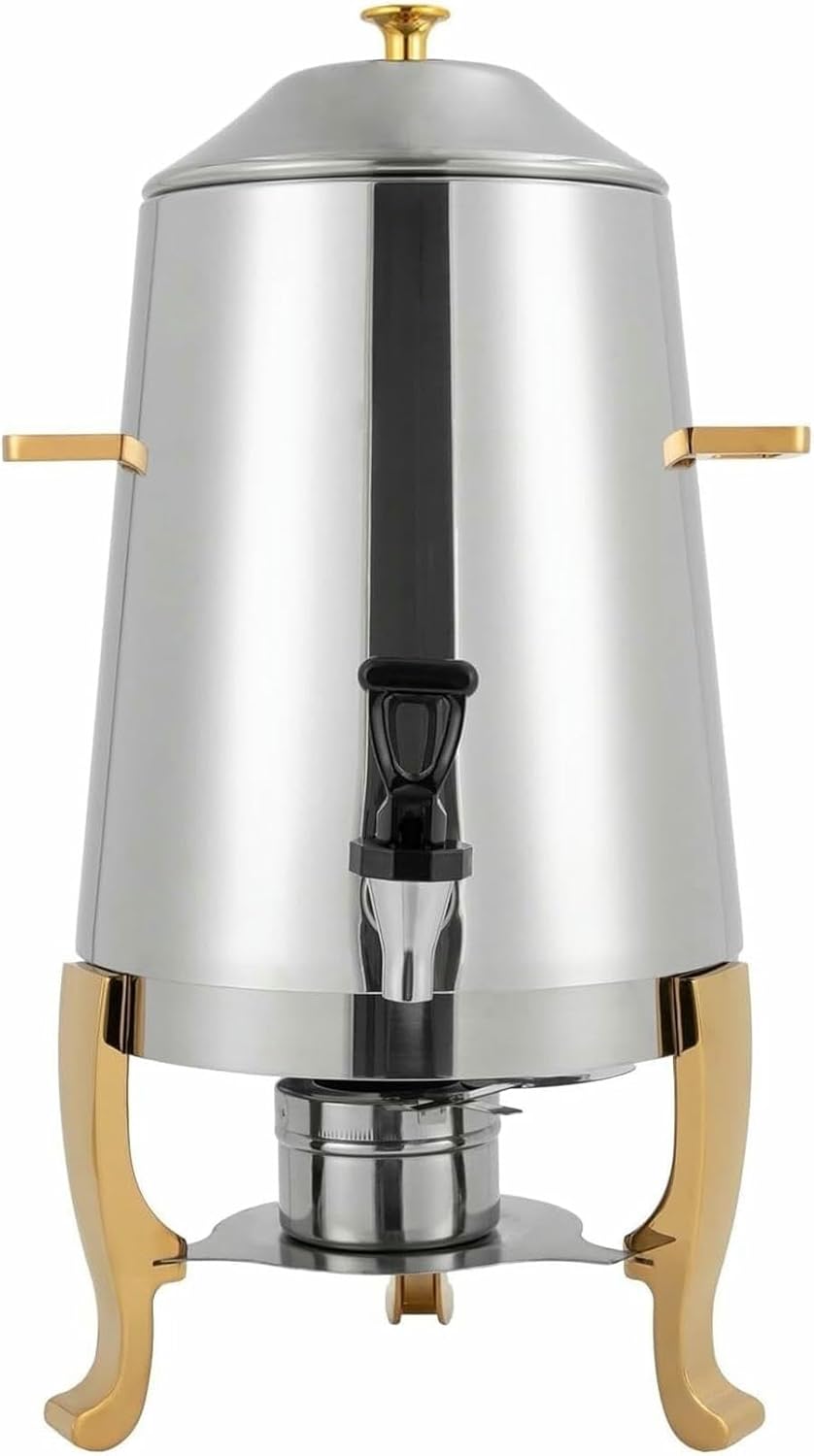 Hot Beverage Dispenser Stainless Steel Coffee Urn Chafer Hot Drinks Dispenser for Milk Coffee Tea Water Juice Parties Event Buffet Catering(Gold)