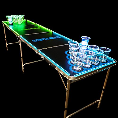 GLOWPONG Classic Glowing Game Table - 8 Foot Regulation Size