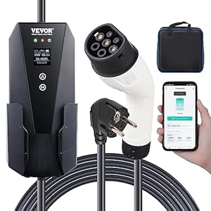 VEVOR draagbare EV-oplader met LCD-scherm 3,68 kW elektrische auto-oplader EV-laadkabel Type 2 (IEC62196) CEE 7/7 Plug 16A 1-fase EV-laadstation 8,6 m Kabellengte IP66 Waterdichte Wallbox