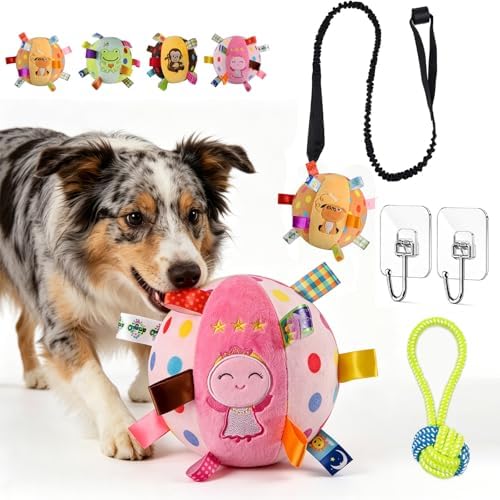 Colorful Squeaky Hanging Dog Training Toy with 58in-90in Elastic ...