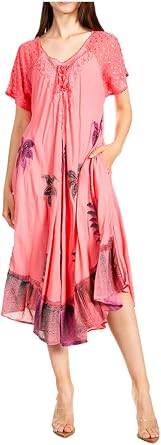Sakkas Kai Palm Tree Caftan Tank Dress/Cover Up