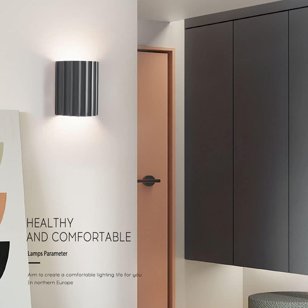 Kinkiet ścienny do sypialni, styl skandynawski, zestaw dwóch lamp żywicznych z oświetleniem w górę i w dół, projekt falisty do salonu, sypialni,