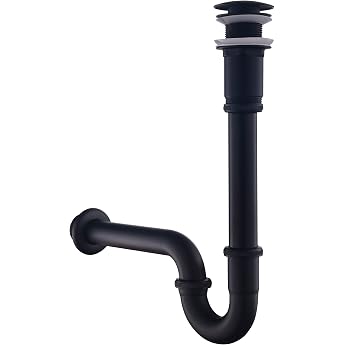 SET - Siphon with drain set without overflow for sink Black Matt - Keymark Universal tube siphon and drain valve Bath - Brass Syphon Sifon Pop Up drain set drain washbasin