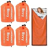 Letcdfer 4 Stück Notfall Schlafsack, Survival Schlafsack Mit Aufbewahrungsbeutel, Ultraleicht Biwaksack Für Camping, Freien Und Wandern