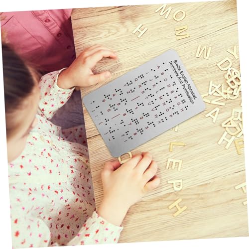 SECFOU Braille Alphabet Tafel für Sehbehinderte Montessori Pädagogisches Hilfsmittel mit Erhabenen Punkten zur Unterstützung Lernens für