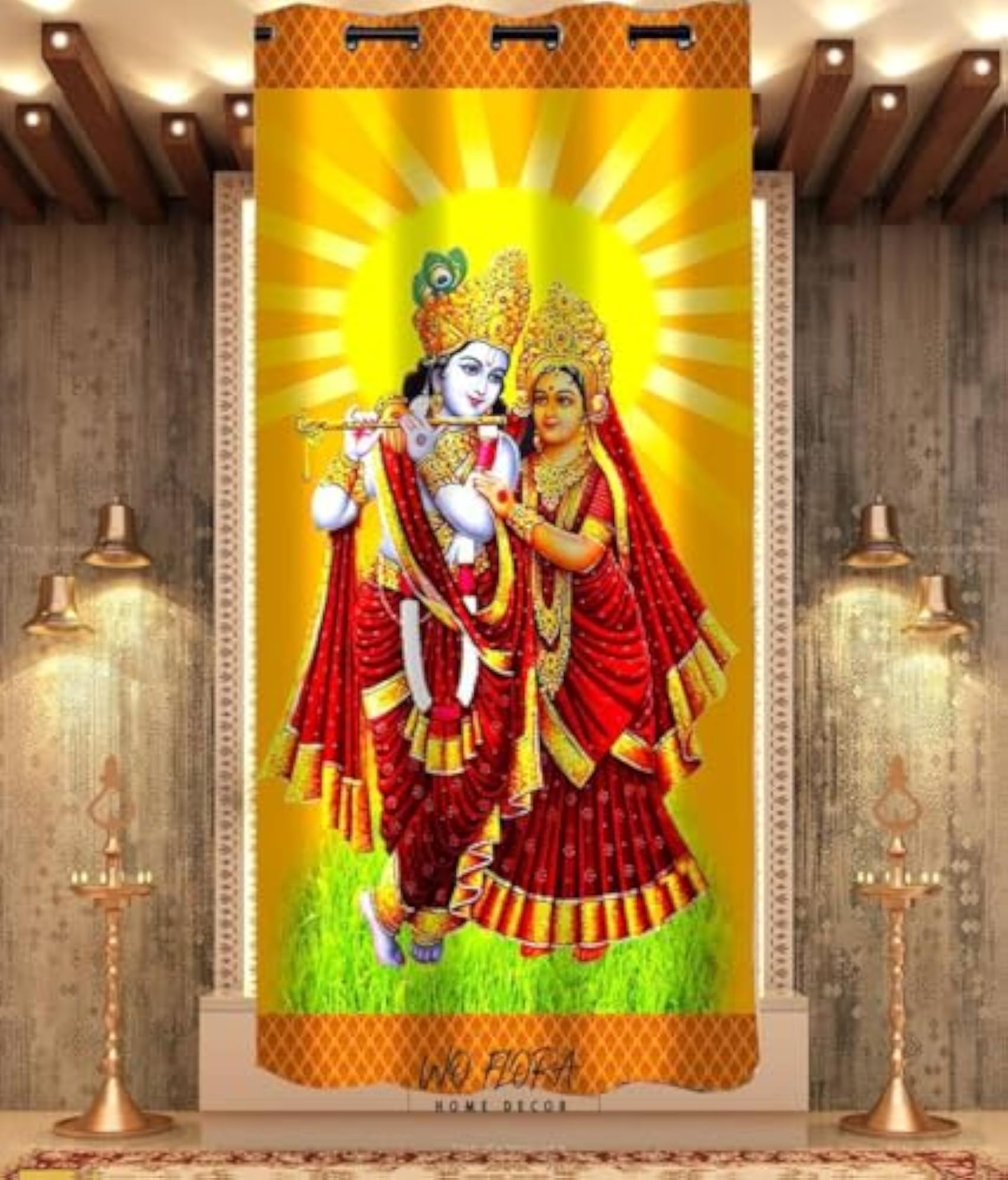 3D Printed Lord Krishna Curtains for Poojaroom