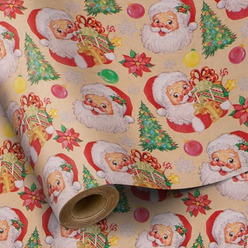 RUSPEPA Kraft Christmas Wrapping Paper Roll - Mini Roll -