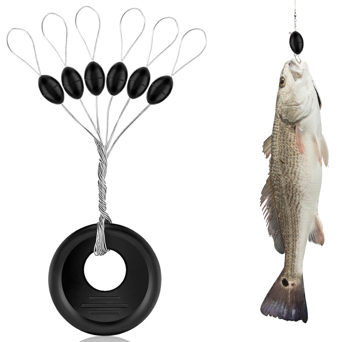 100 Pezzi Stopper Pesca, Tappi Di Gomma Per Pesca 6 In 1 Perline Di Gomma Da Pesca, Piccoli Fermi Per La Pesca Alla Trota, Per La Pesca, Linea Stopper Da Pesca E Affondamento, Ovali(L)