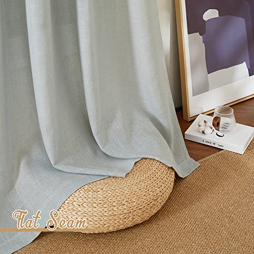 NICETOWN Linen Gray Curtains 84 inches Length 2 Panels Set, Grommet Flax Linen Burlap Semi Sheer Eclectic Drapes Privacy with Light Filtering for Kids Room/Living Room, W52 x L84