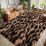 qulint Leopard Rug for Bedroom, 4x6 Fluffy Cheetah Rug for Living Room