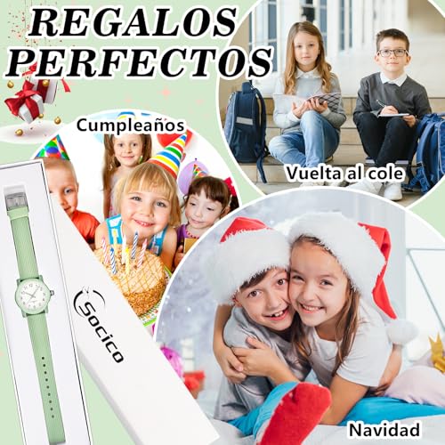 Miniatura 6 de Socico Reloj Niños Analógico Para Aprender Hora Impermeable Niños 4-12 Años