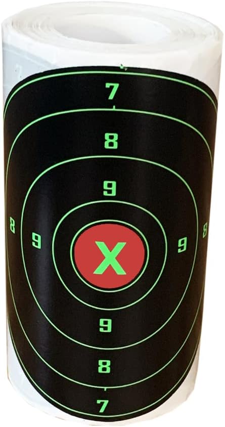 Splatter Shooting Targets 4 Inch Reactive Paper Target Stickers 200 Self Adhesive Target Roll for BB Gun, Pellet Gun, Airsoft, Rifle Indoor and Outdoor Shooting Range