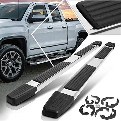 6 Inch Silver Aluminum Running Boards Side Steps Nerf Bars Compatible with 17-19 Silverado Sierra Crew Cab (Pair)