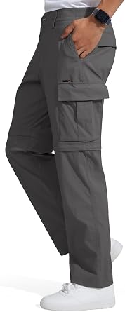 FREE SOLDIER Mens Hiking Pants Convertible Waterproof Lightweight Quick Dry Zip Off Cargo Pants