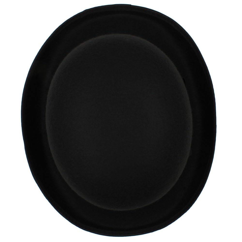 Männer Frauen Klassische Kunstwolle schwarz Gentleman Flache Oberseite Bowler Hut Eimer Hut konkave Oberseite Jazz Hut Größe US 7 3/8 UK L (Color : Brown, Size : 58-59CM)