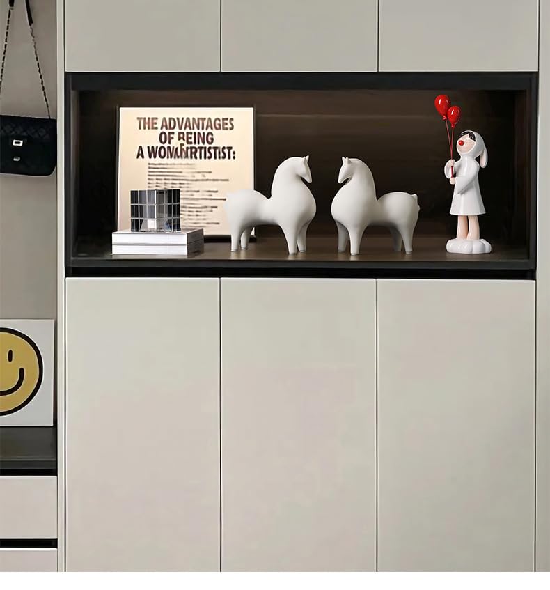 Figura decorativa caballo blanco de cerámica moderna miniatura 6