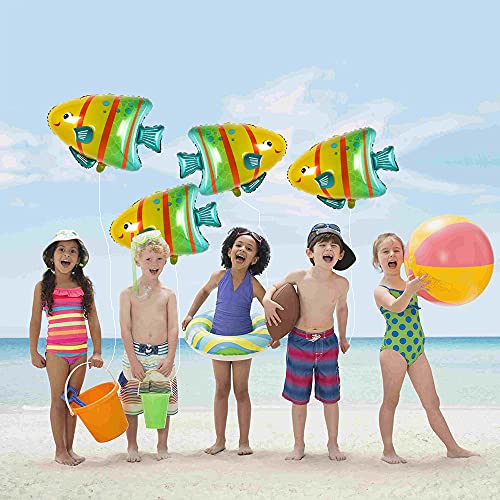 Toniful Bubble Fish Foil Balloon Polyester Film Tropical Fish Balloon Ocean World Animal Theme Balloon Children's Inflatable Mylar Toys For Birthday Room Decor Ocean Animal Theme Party Supplies(4 Pcs) #TOP4