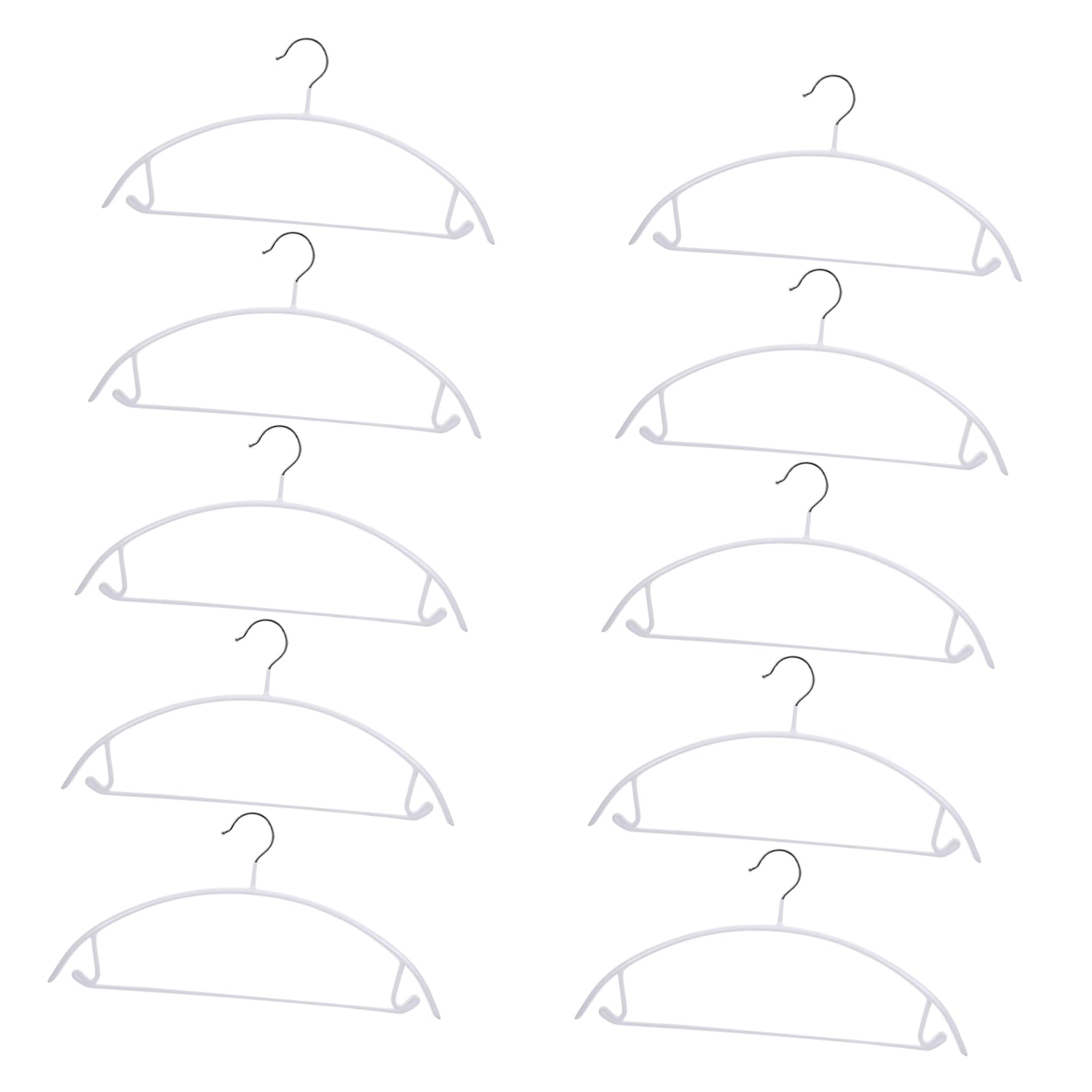 Set 10 Grucce in Pvc a Semicerchio Bianco, Appendini Antiscivolo e Resistenti Fino a 8kg per Giacche Imbottite e Gonne, per Armadi Invernali