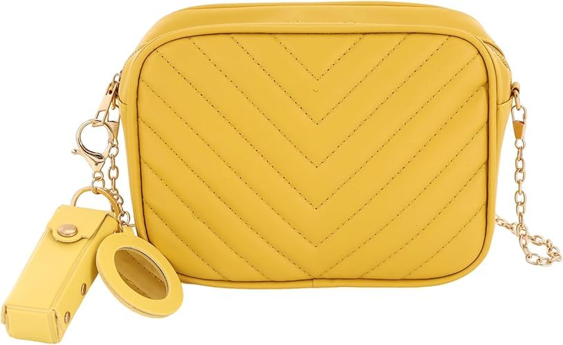 Yellow Purse For Women Small Yellow Leather Shoulder Crossbody Camera Bag Butter Handbag Zipper Design Fashionable And Versatile