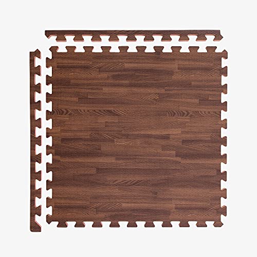 Incstores Premium Soft Wood Print Foam Flooring Tiles | Interlocking Foam Tiles For Home, Gym, Training And Yoga | 5/8" - Dark Oak, 48 Square Feet #TOP2