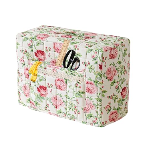 Housse de machine à coudre rose à motif floral avec poignée pratique