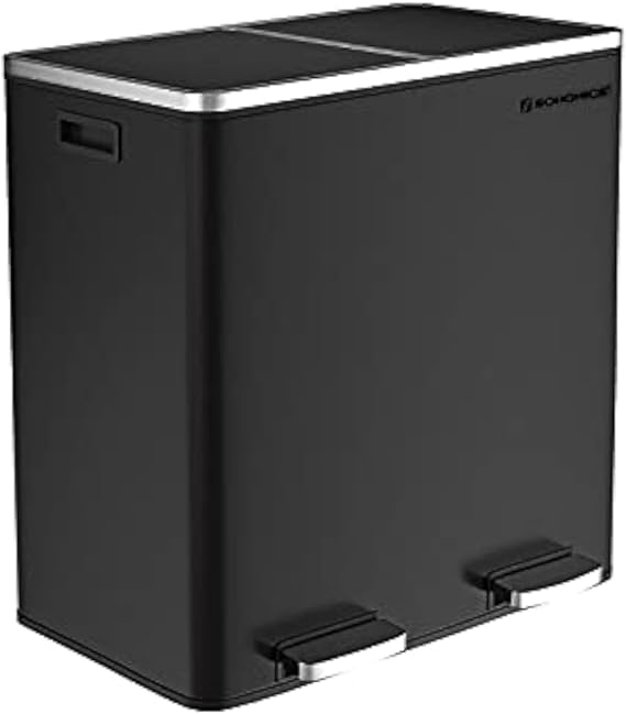 SONGMICS Double Rubbish Bin, 2 x 30L Waste and Recycling Kitchen Bin ...