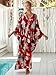 sunforyou Kaftan Dresses for Women Red Print 70s Dress for Women Caftans Plus Size V-Neck Batwing Dress Loungewear(8772-23)