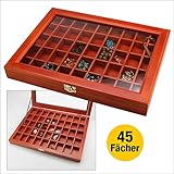 Vitrine aus Holz mit 45 Fächern