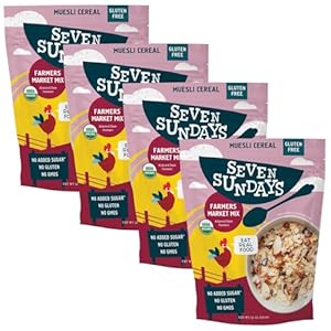 Seven Sundays Organic Muesli Cereal, Farmers Market Almond Date Currant, 32 Oz Bag (Pack of 4), Gluten Free, 0g Added Sugar, Enjoy Warm, Cool or as Overnight Oats