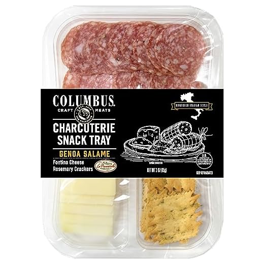 COLUMBUS Cheese and Crackers Snack Packs, Genoa Snack Tray for Charcuterie Board and Entertaining, 3 Oz Pack