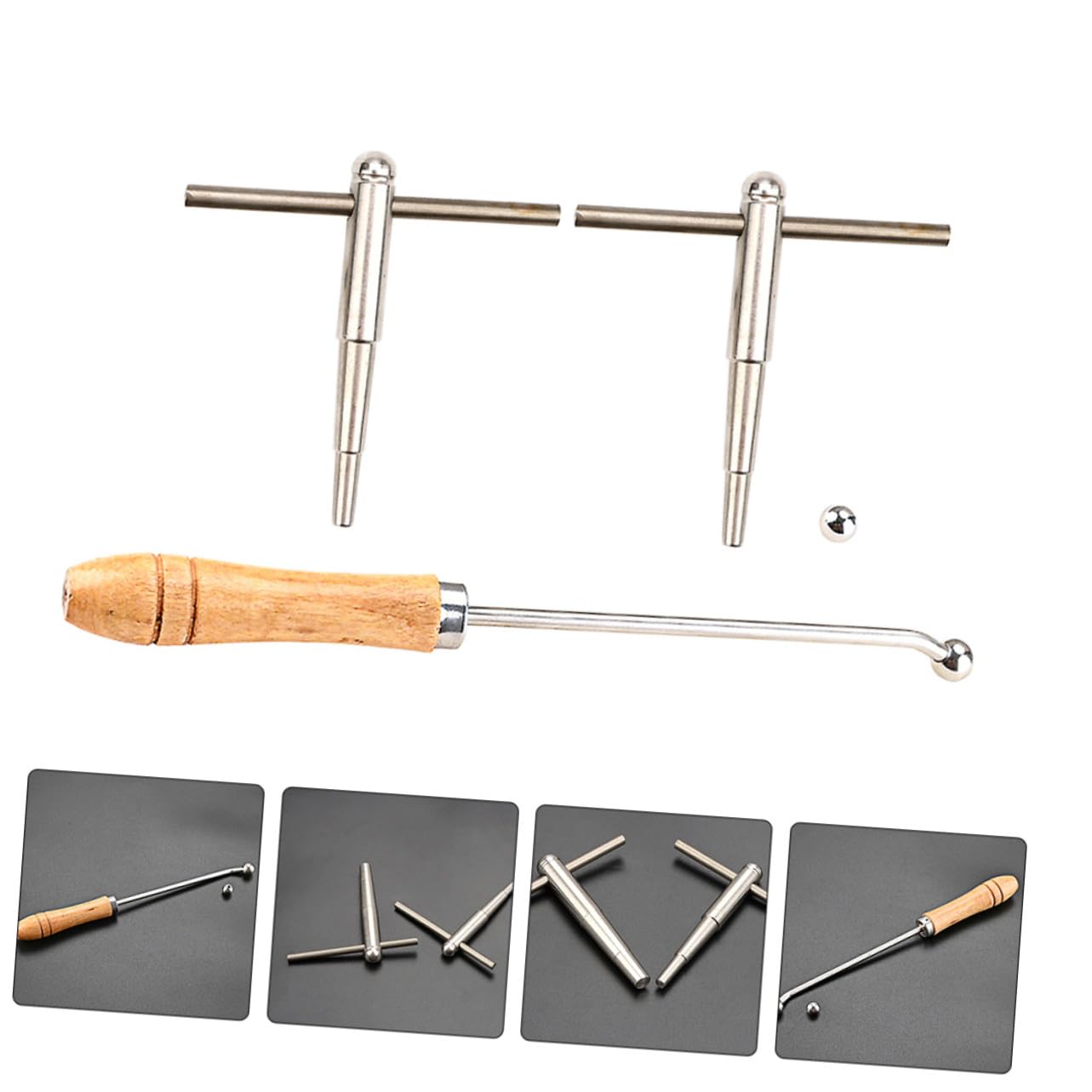 Herramientas de Reparación para Instrumentos de Viento Truing y Enderezado de Trompeta y Trombón con Mango de Madera Resistente Compatible con Trompeta Trombón y Trompa Francesa