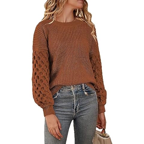 Womens Sweaters Fall Fashion 2024 Sweatshirt for Women Tops Crewneck Long Sleeve Shirts Dressy Casual Tunic Trendy Blouses Brownish XX-Large Cover
