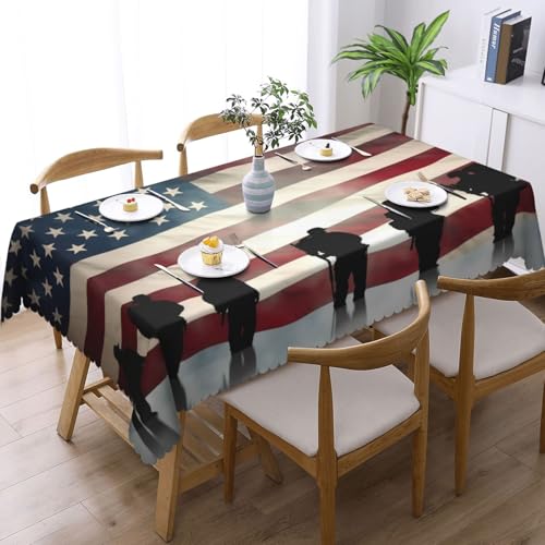 Nappe drapeau américain imperméable et lavable pour table rustique - 3