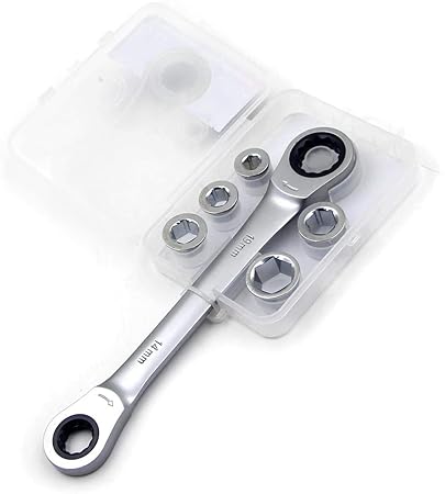 AASONS Multi-Function Combination Speed Ratchet Wrench Set Mechanic Universal Set 7 in 1 Double Head Reversible Ratcheting Dual Wrench Spanner Non-slip With Sockets 8 19mm