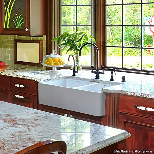Whitehaus Wh3719-Wh Duet 36 3/4-Inch Reversible Fireclay Sink With Smooth Front Apron #TOP3