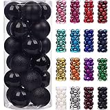 Emopeak 24Pcs Christmas Balls Ornaments for Xmas Christmas Tree - Shatterproof Christmas Tree Decorations Hanging Ball for Holiday Wedding Party Decoration (Black, 2.5'-6.2CM)
