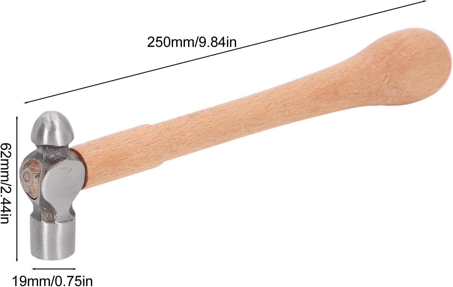 Oak Claw Hammers ，Stainless Steel Mallet ，Mini Ball Pein Hammer - High Carbon Steel Metalworking Tool with Wood Round Handle - Multifunctional Polished Ball Pein Hammer to Add Texture and Dimension to