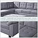 Harper & Bright Designs Sectional Sofa Couch with L Chaise Lounger and Storage Ottoman for Living Room Home Furniture Set grey