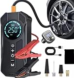 Compressor de Ar Portátil Multifuncional 4 em 1, Bomba Elétrica Automotiva com Display Digital, PowerBank 8000mAh, 1000A, para Pneu Carro Moto Bicicleta Bola