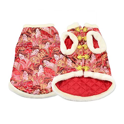 Nacoco Dog Lady Coat Cat Tang Costume Pet Warm Suit New Year Christmas Cotton Vest For Medium Large Dogs Chinese Tang Style(Xl) #TOP4