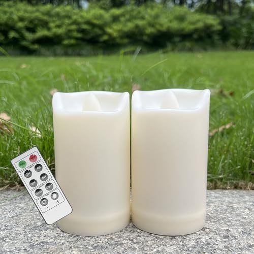 Image of 2 Pack LED Flameless Candles Battery Operated Outdoor LED LightFake Flickering Waterproof Candles for Home Decorations Garden Decor Wedding Party Christmas Party