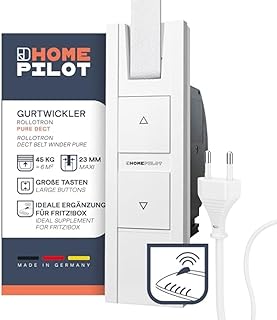 Home Pilot RolloTron pure DECT Gurtwickler - elektrischer Rollladenantrieb mit Funk | für AVM FRITZ!Box mit DECT-Basis verwendbar | für 23 mm Gurtbandbreite (max. 45 kg, 6 m²) - 10302345