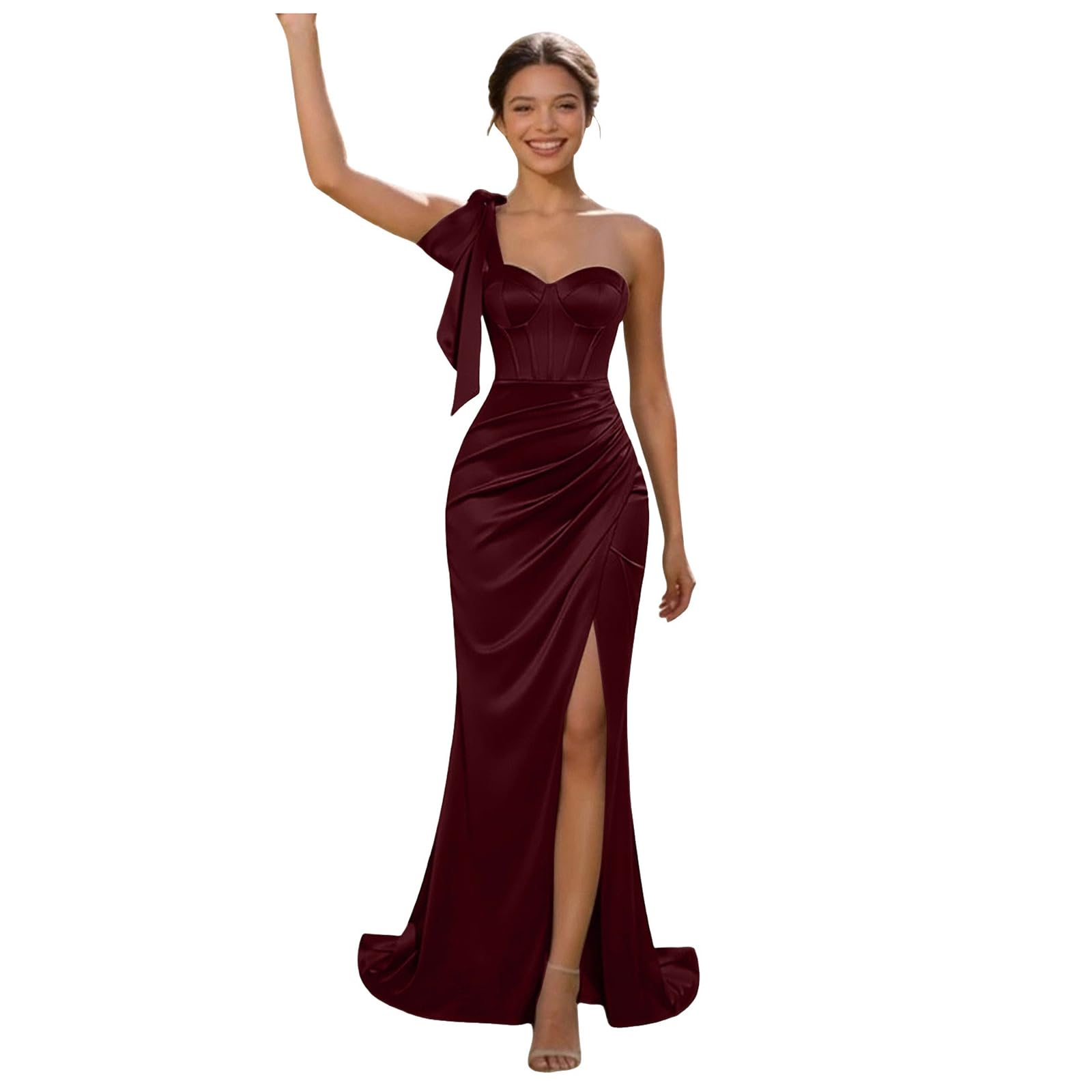 Vestidos De Boda Invitada Vestido Invitada Boda Verano Cuello En V a Mujeres Halter De Gasa Formales Mangas Tipo Transpirable Vestidos para Ceremonia Formal Cóctel Noche