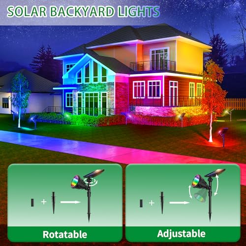 JSOT 4 Pack Halloween Solar Spot Lights Outdoor- RGB Solar Lights Outdoor Waterproof Color Changing Spotlights Christmas Decor, Outside Landscape Lighting for Yard Driveway Tree