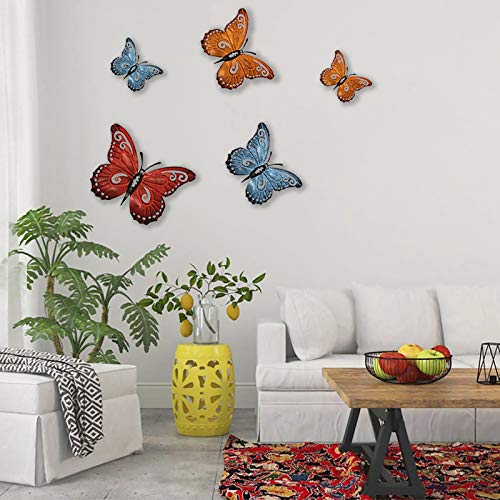 Aboxoo Metal Butterfly Wall Decor 3D Butterflies Wall Art Hanging Sculpture For Bathroom Living Room Bedroom Or Porch Patio Fence, Set Of 5 #TOP3