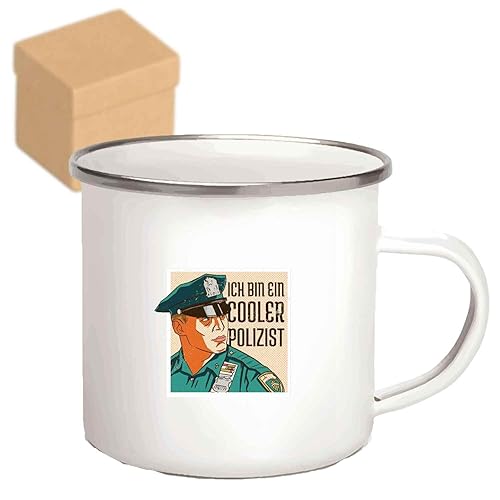 Cool Cop German Quote Mug, Unique Gift For Policemen On Graduation Day - Present For Law Enforcement Officers, 12oz Enamel Silver Mug