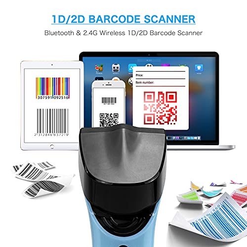 Netum Bluetooth Wireless 2D Barcode Scanner With Charging Cradle, Hands Free Automatic Sensing Bar Code Reader 1D 2D Qr Pdf417 Scan Gun Works With Mac Os, Windows, Ios, Android - Ds7500 (Blue) #TOP2