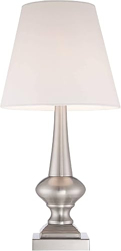 Miniatura 5 de 360 Lighting Moderna lámpara de mesa industrial de 19 pulgadas de alto níquel cepillado plateado, pantalla táctil de metal blanco apagado para