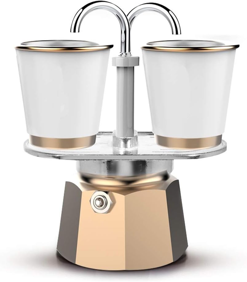 Mocha Pot Household Moka Pot Hand-Coffee Espresso Sharing Pot Mocha Maker Home Essentials Stovetop Coffee Makers (Color : Gold, Size : 2cup) (Gold 2cup)